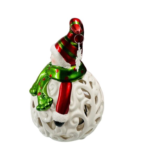 QVC Home Reflections Christmas Snowman Luminary Frameless Candle W/Box - Picture 6 of 13